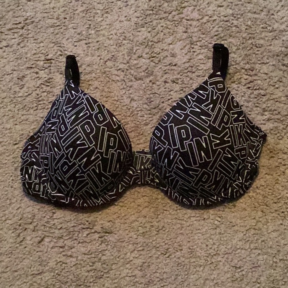 PINK 34B Black and White Push-up Bra